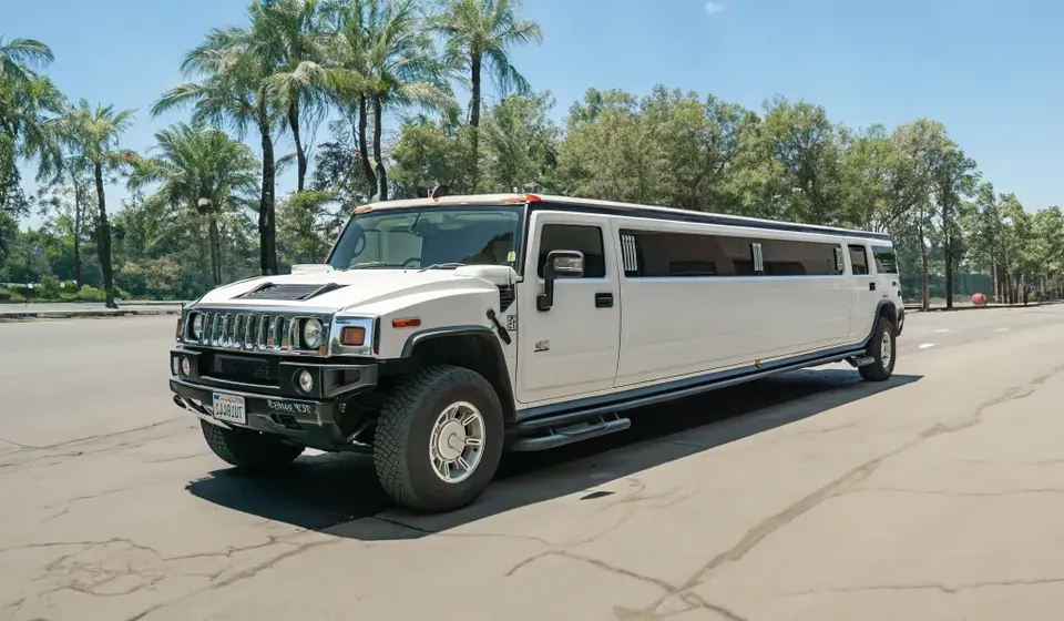 White Hummer H2 stretch limousine